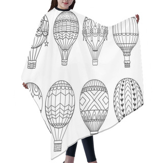 Personality  8 Designs Of Hot Air Balloon For Printing, Engraving, Laser Cutting, Paper Cutting Or Coloring Page. Vector Illustration. Hair Cutting Cape