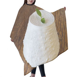 Personality  Fresh Ricotta With Basil Leaf On Wooden Table Hair Cutting Cape