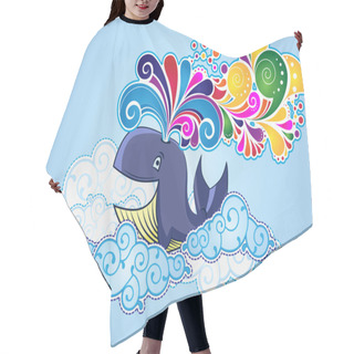 Personality  Cartoon Style Whale Flying In The Sky And Bursting Rainbow Hair Cutting Cape