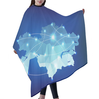 Personality  Kazakhstan Country Map Polygonal With Spot Lights Places Hair Cutting Cape