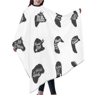 Personality  Typographic Farm Enimals Icons Meat Labels Hair Cutting Cape