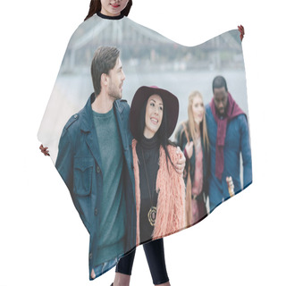 Personality  Young People Having Stroll On Beach Hair Cutting Cape