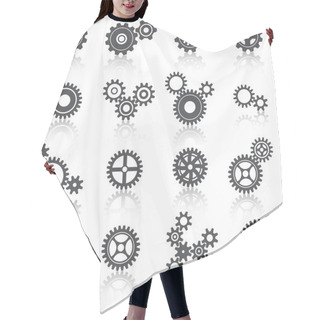 Personality  Cogs Wheels And Gears Icons Set Hair Cutting Cape