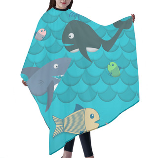 Personality  Illustration Of Different Fishes In The Sea Vector Hair Cutting Cape