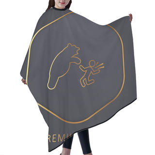 Personality  Bear Attacking Golden Line Premium Logo Or Icon Hair Cutting Cape