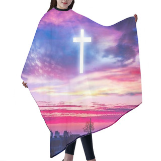 Personality  A Cross Over The City Into The Sky. Background Of Religions Hair Cutting Cape