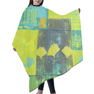 Personality  Green Gingko Leaf Collage With Text Hair Cutting Cape
