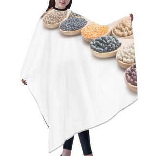 Personality  Various Dried Legumes In Wooden Spoons Hair Cutting Cape