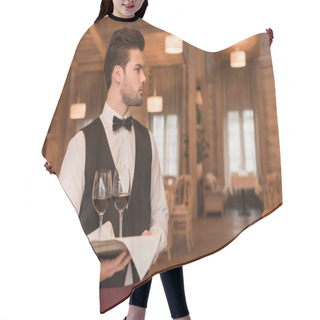 Personality  Waiter Holding Tray With Wineglasses  Hair Cutting Cape