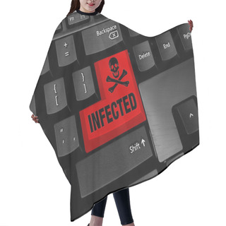 Personality  Computer Keyboard With Red Infected Button Hair Cutting Cape