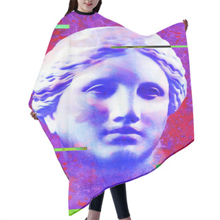 Personality  Modern Conceptual Art Poster With Ancient Statue Of Bust Of Venus. Collage Of Contemporary Art. Hair Cutting Cape