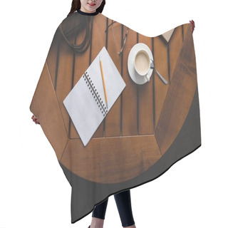 Personality  Notepad With Pencil And Coffee  Hair Cutting Cape