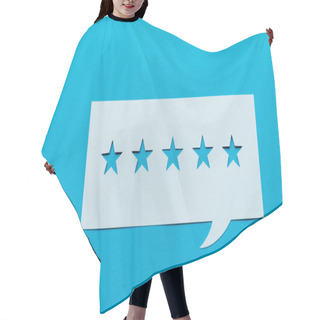 Personality  Top View Of White Speech Bubble With Stars Isolated On Blue  Hair Cutting Cape
