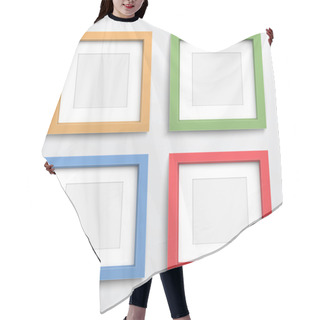 Personality  Color Frame Set On Gray Wall. Hair Cutting Cape