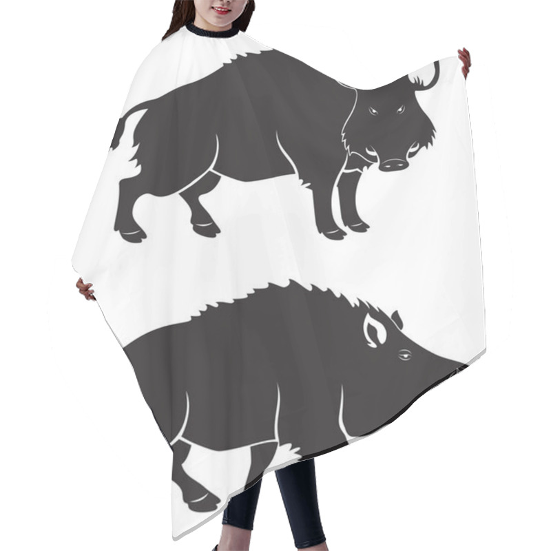 Personality  Wild Boar Black And White Hair Cutting Cape