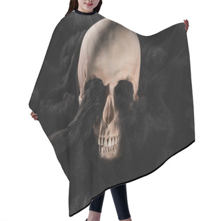 Personality  Spooky Human Skull With Black Dark Clouds, Halloween Decoration Hair Cutting Cape