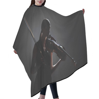 Personality  Silhouette Of Professional Female Musician Playing On Violin On Dark Stage Hair Cutting Cape
