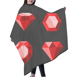 Personality  Red Diamond Or Ruby Vector Icons Set Hair Cutting Cape