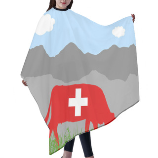 Personality  Cow Alp And Swiss Flag Hair Cutting Cape
