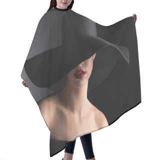 Personality  Woman In Black Hat Hair Cutting Cape