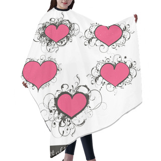 Personality  Set Of Vector Heart-shaped Labels Hair Cutting Cape