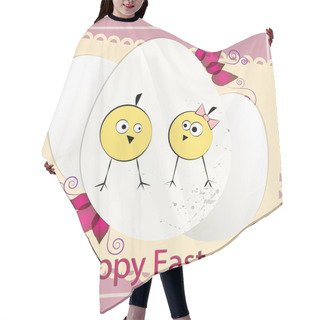 Personality  Happy Easter Card,  Vector Illustration   Hair Cutting Cape