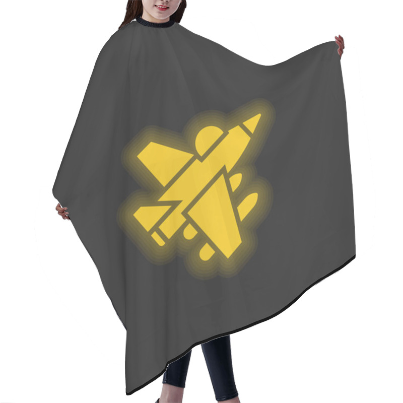 Personality  Aircraft Yellow Glowing Neon Icon Hair Cutting Cape