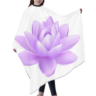Personality  Vector Isolated Flower Of Lotus With Light Purple Petals With Reflection On White Background 3d Vector Illustration Hair Cutting Cape