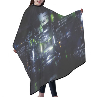 Personality  3d Render, Abstract Urban Black Background, Futuristic Neon Light Glow, Geometric Structure, Big Data, Quantum Computer, Storage, Cyber Safety, Virtual Reality Hair Cutting Cape