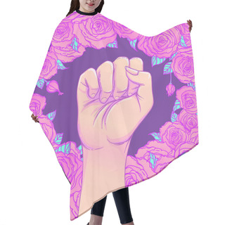 Personality  Woman's Hand With Her Fist Raised Up. Girl Power. Feminism Conce Hair Cutting Cape