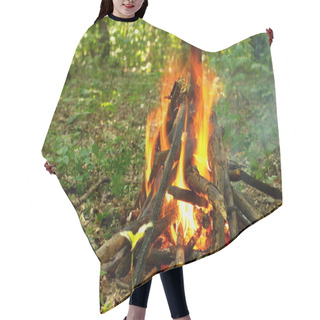 Personality  Bonfire In The Forest. Hair Cutting Cape