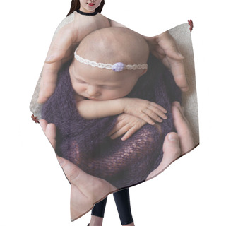 Personality  Parents Holding Sleeping  Newborn Baby  Hair Cutting Cape