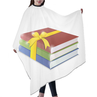 Personality  Stack Of Multicolor Books On White Background Hair Cutting Cape