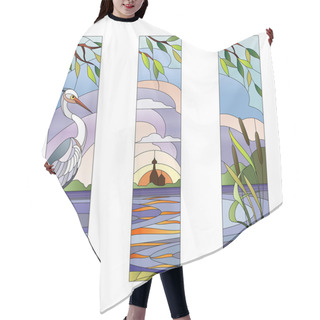 Personality  Stained Glass With Heron Hair Cutting Cape