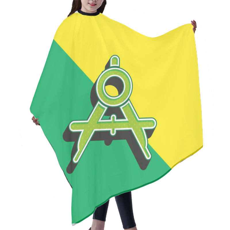 Personality  Big Compass Open Green And Yellow Modern 3d Vector Icon Logo Hair Cutting Cape