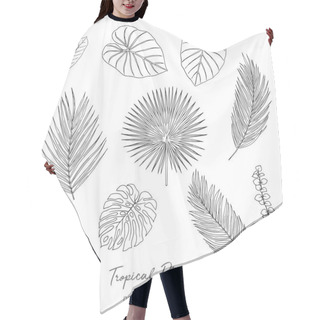 Personality  Tropical Plant Leaves Hand Drawn Sketches Set Hair Cutting Cape