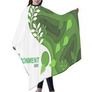 Personality  World Environment Day - Green Branch And Leaves Background Vector Design Hair Cutting Cape