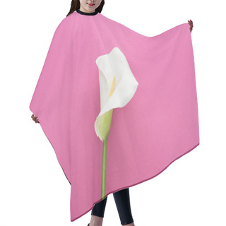 Personality  Beautiful White Calla Lily With Green Stem On Pink Background Hair Cutting Cape