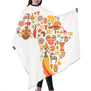 Personality  Map Of Africa With Vector Icons Hair Cutting Cape