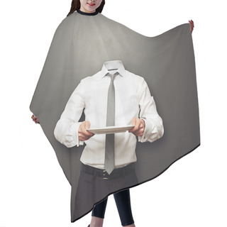 Personality  Invisible Man Holding Empty Plate Hair Cutting Cape