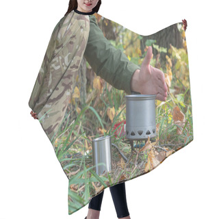 Personality  The Pot Is On The Gas Burner, The Water Is Boiling. Autumn View Hair Cutting Cape