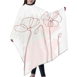Personality  Red Poppies On A White Background Hair Cutting Cape