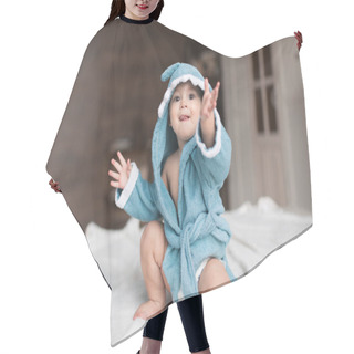 Personality  Baby Boy In Blue Robe Hair Cutting Cape