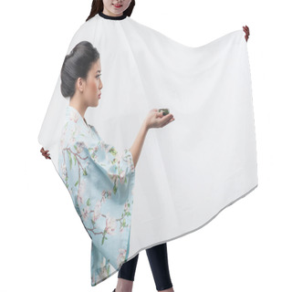 Personality  Tea Ceremony Conducted By Asian Woman Hair Cutting Cape