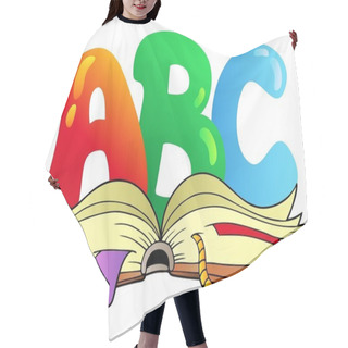 Personality  Cartoon ABC Letters With Open Book - Vector Illustration. Hair Cutting Cape