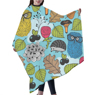 Personality  Pattern With Plants And Animals. Hair Cutting Cape