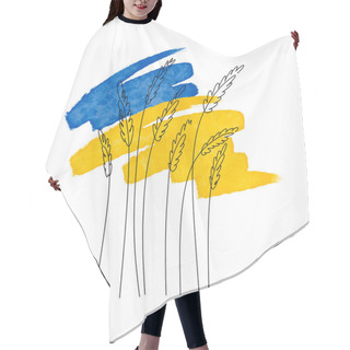 Personality  The Shape Of The Ukrainian Flag With A Stylized Wheat Field. Concept Of An Independent Agricultural Country. Vector Illustration Hair Cutting Cape