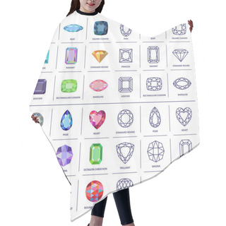 Personality  Low Poly Popular Colored & Blueprint Outline Gems Cuts Hair Cutting Cape