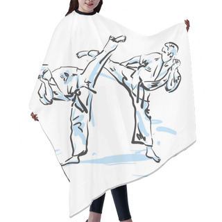 Personality  Karate Fighters, Vector Illustration Hair Cutting Cape
