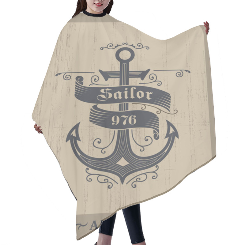 Personality  Nautical Anchor With Rope And Ribbon Hair Cutting Cape